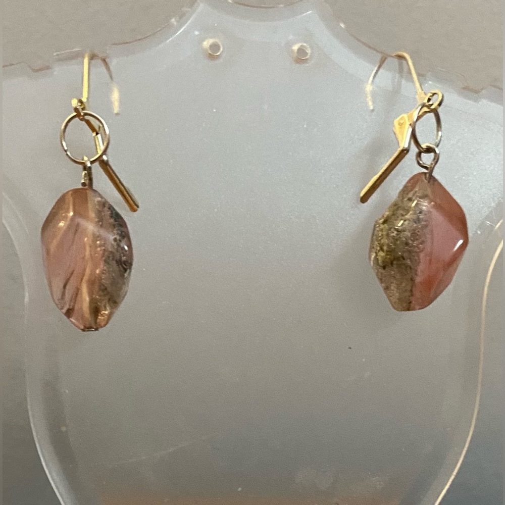 Rose Quartz nuggets earrings NEW - Strictly Canadian!